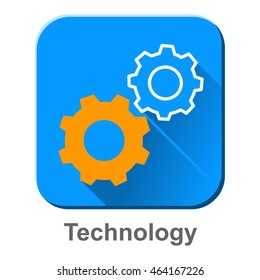 technology gears blue icon