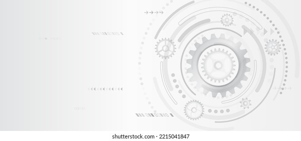 Technology gears concept on the grey background. Hi-tech gears industrial mechanism. Gear wheels modern vector illustration. Cogs and gear mechanical engineering presentation design