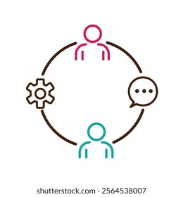 technology gears line vector support cartoon