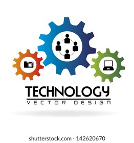 technology gears over white background vector illustration