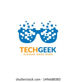 Technology geek logo design template, perfect for tech company or business.