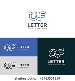 Technology GF, FG letter logo design template elements. Modern abstract digital alphabet letter logo.