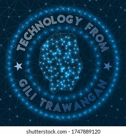 Technology From Gili Trawangan. Futuristic geometric badge of the island. Technological concept. Round Gili Trawangan logo. Vector illustration.