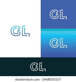 Tecnología GL, Elementos de Plantilla de diseño de logotipo de letra LG. Logo de letras digitales abstractas modernas.