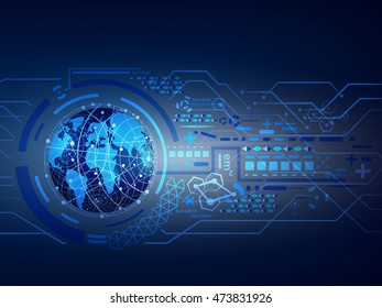 technology global communication background vector
