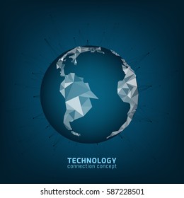 Technology global connection concept with digital data planet.