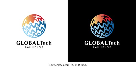 Diseño del logotipo del globo de tecnología, ilustración abstracta del vector del globo