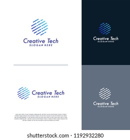 Technology Globe Logo Designs Template, World Tech Logo Tmeplate