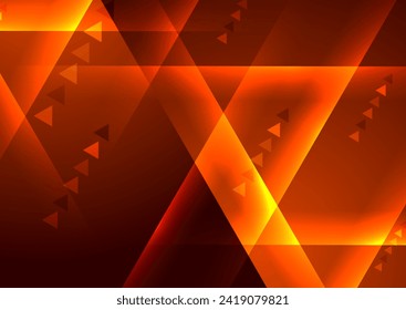 Technologie mit orangefarbenem Hintergrund, glänzenden Streifen und Pfeilen. Futuristisches Vektordesign
