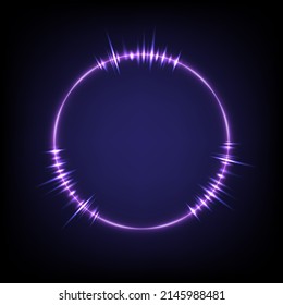 Technology glowing swirl light effect. Magic abstract frame. Power energy of circular element. Luminous sci-fi. Shining neon lights cosmic. Swirl universe trail effect. Music wave circle bolt