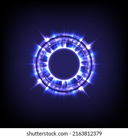 Technology glowing swirl light effect. Futuristic flame swirl universe trail effect. Magic frame ring. Power energy of circular element. Luminous and glint swirling sci-fi. Shining neon lights cosmic