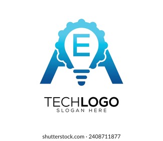 technology gradian color letter e logo