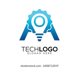 technology gradian color letter o logo