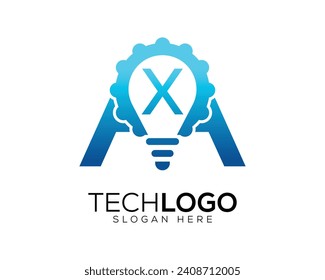 technology gradian color letter x logo