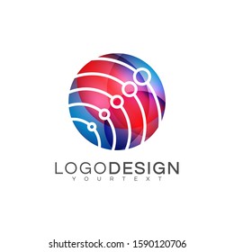 Technology gradient logo vector design color full