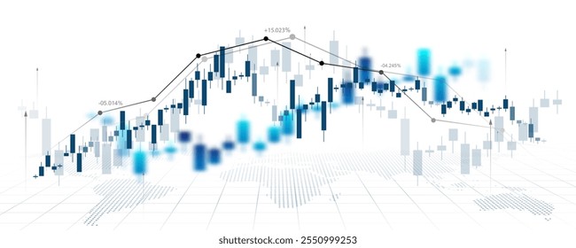 Technology graph concept on digital white background. financial business analysis stock trading