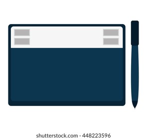 Technology graphic design pad with pen, vector illustration isolated icon.