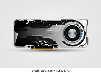 Technology Graphics Card  (Video card), GPU, graphics processor, flat, vector illustration