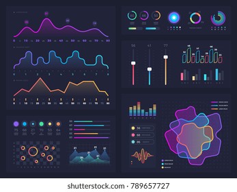 Technologiegrafik und -diagramm mit Optionen und Workflow-Diagrammen. Vektorgrafik-Darstellungselemente. Darstellung der digitalen Bildschirmgrafik und der virtuellen Benutzeroberfläche