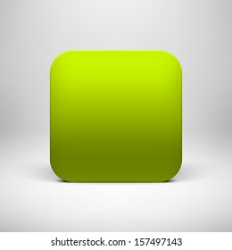 Technology green blank app icon (button) template with realistic shadow and light background for internet sites, web user interfaces (UI), applications (app) and business presentations. Vector design.