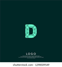 technology green D logo letter with abstract lines pattern design concept