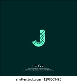 technology green J logo letter with abstract lines pattern design concept