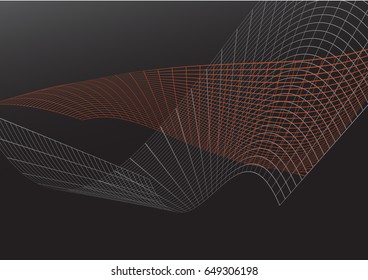 technology grey orange mesh line graphic vector on black background