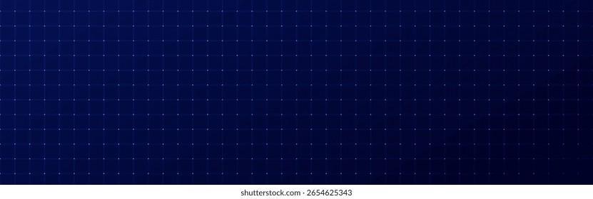 Technology grid background with glowing blue connections on dark gradient. HUD design template. Virtual user interface for data or tech project concept. Minimal futuristic mesh. Vector illustration.