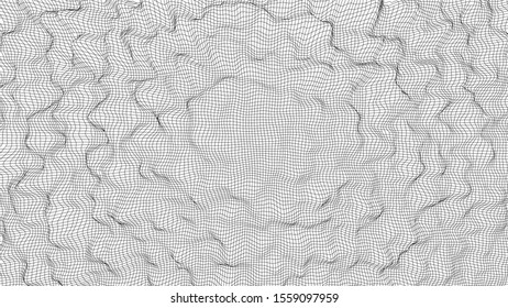 Technology grid illustration. Wave of particlesand lines. Network of connected dots and lines on white background. Abstract digital background. Vector illustration.