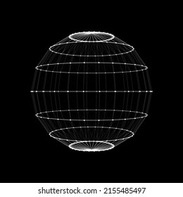 Technologie-Gittersphäre. Schwarze Kugel bestehend aus Punkten und Linien. Moderne WLAN-Elemente. Vektorgrafik.