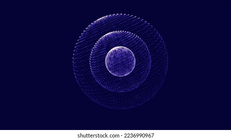 Technology grid sphere. Blue sphere consisting of points and lines. Modern wireframe elements. Vector illustration.