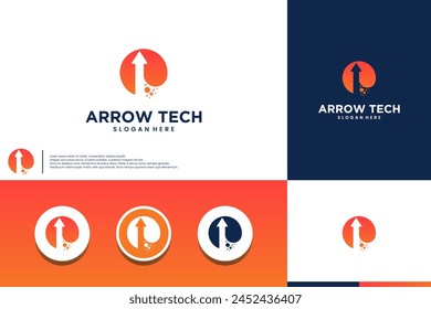 technology growth logo, abstract arrow, logo design vector.