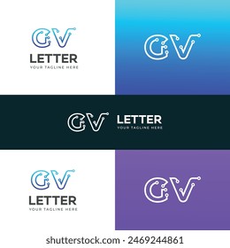 Technologie GV, VG Brief Logo Design Vorlage Elemente. Modernes abstraktes digitales Alphabet-Buchstaben-Logo.