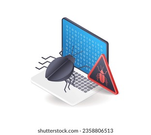 Technology hacker malware virus attack flat isometric illustration