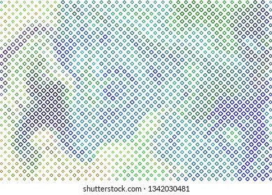 Technology halftone colorful geometric texture background. Spotted vector abstract overlay. Futuristic pattern for web design, advertisment banners, comic books, manga, posters, pakaging. 