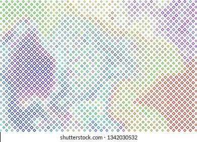Technology halftone colorful geometric texture background. Spotted vector abstract overlay. Futuristic pattern for web design, advertisment banners, comic books, manga, posters, pakaging. 