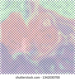 Technology halftone colorful geometric texture background. Spotted vector abstract overlay. Futuristic pattern for web design, advertisment banners, comic books, manga, posters, pakaging. 