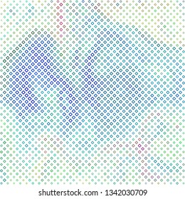 Technology halftone colorful geometric texture background. Spotted vector abstract overlay. Futuristic pattern for web design, advertisment banners, comic books, manga, posters, pakaging. 
