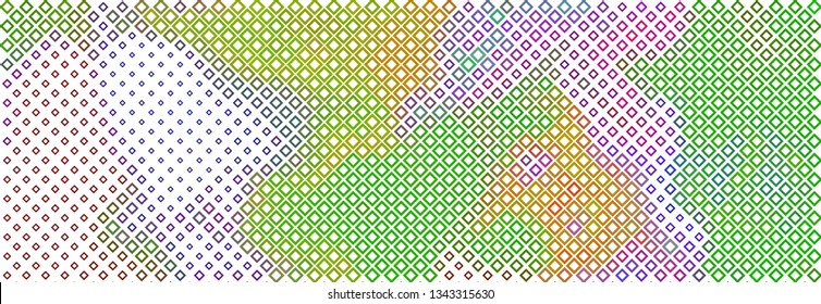 Technology halftone colorful geometric texture background. Spotted vector abstract overlay. Futuristic pattern for web design, advertisment banners, comic books, manga, posters, pakaging.