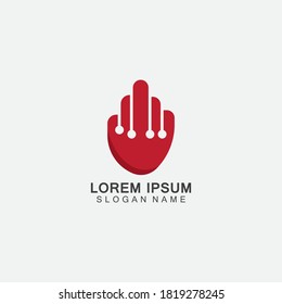 Plantilla de diseño de inspiración para logotipo creativo de Technology Hand