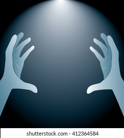 technology hands holding and lighting background vector