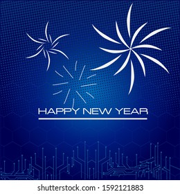 the technology happy new year electronic logo design background