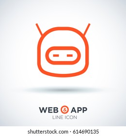 technology happy robot line vector icon