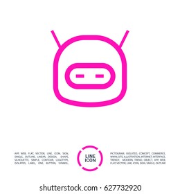 technology happy robot line vector icon