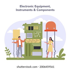 Technology hardware and equipment industry. Electrical and semiconductor components. Modern communication technology. Flat vector illustration