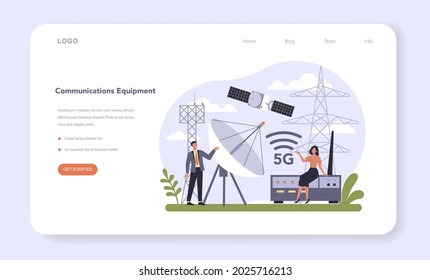 Technology hardware and equipment industry web banner or landing page. Electrical and semiconductor components. Modern communication technology. Flat vector illustration