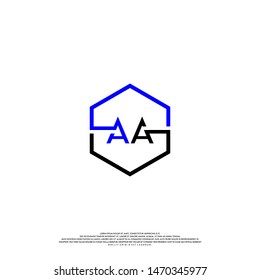 technology hexagon AA logo letters concept. modern business logo template