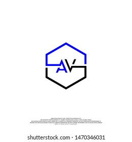 technology hexagon AV logo letters concept. modern business logo template
