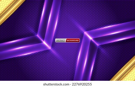 Technology Hexagon Background with Gold and Purple Element Combination Concept.
