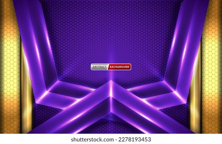 Technologie-Hexagon-Hintergrund mit Gold- und violettem Element-Kombinationskonzept.